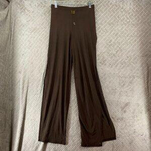 Daisy Womens Small Swim Cover Up Pants Brown Sheer Side Slits Flowy Baggy